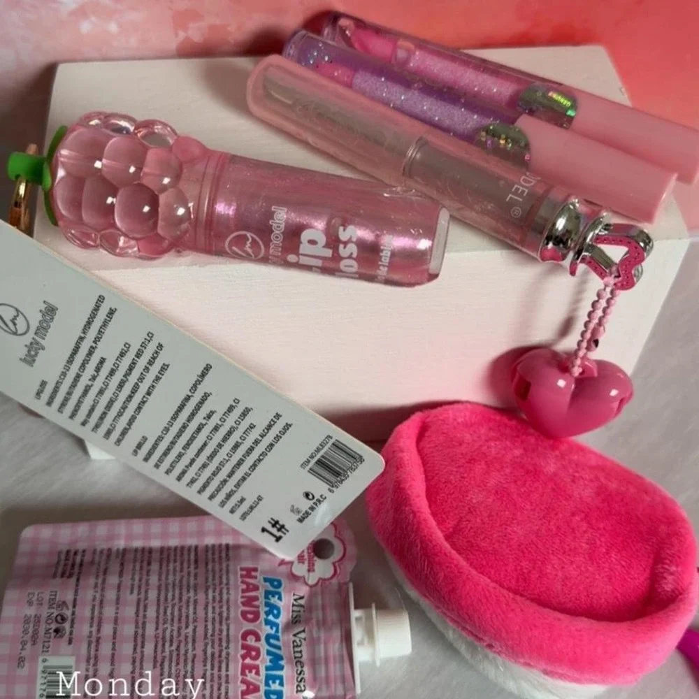 Y2K Pink Coquette Fairy Lip Gloss Hand Cream Bundle Set NEW‎ #8 PINK